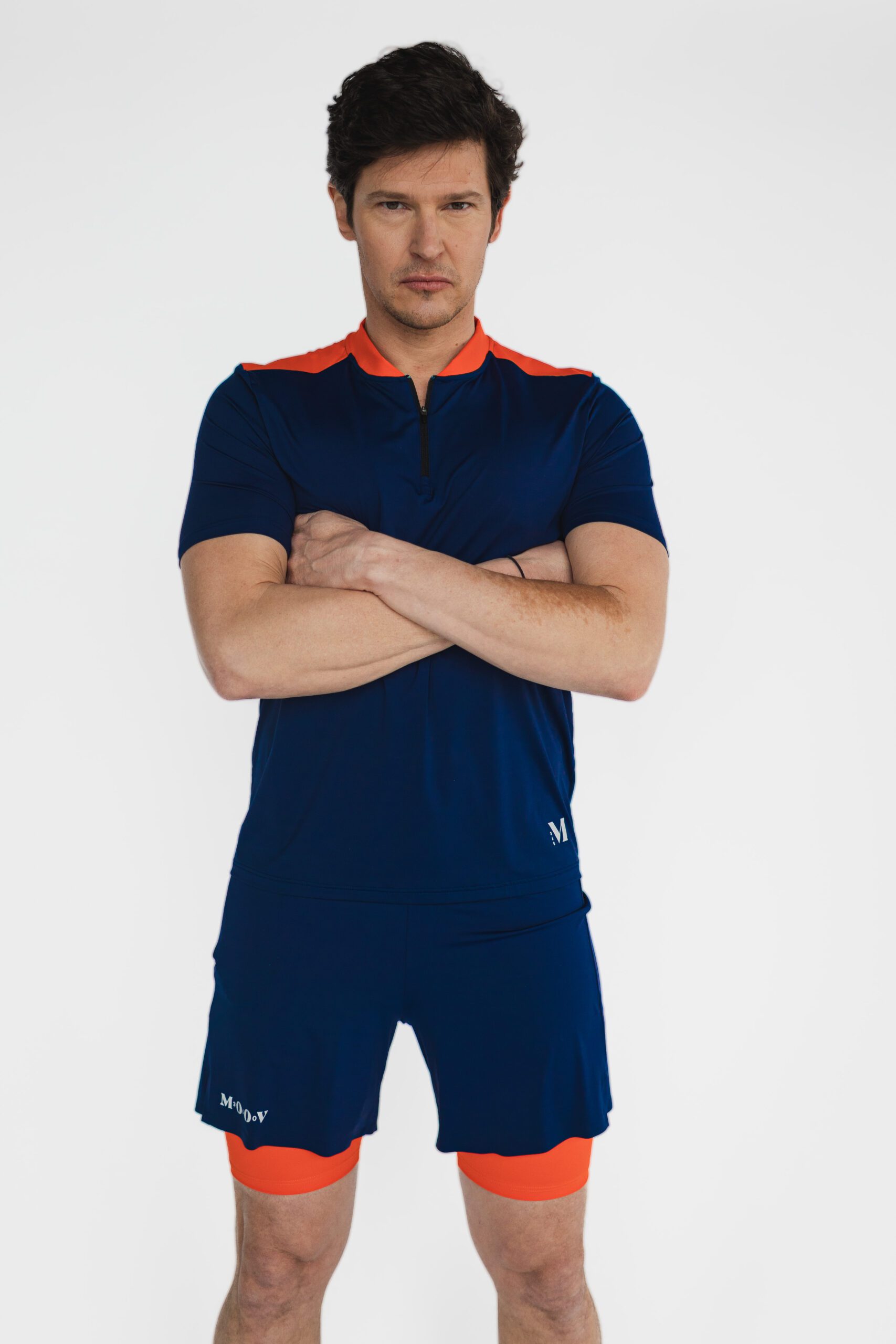 Short de running écoresponsable pour homme Bleu-orange